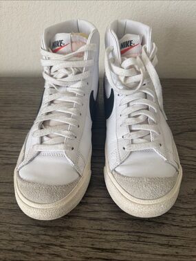 Nike White and Black High-Top Sneakers with Suede Toe